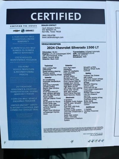 2024 Chevrolet Silverado 1500 LT (2FL)