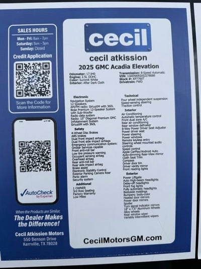 2025 GMC Acadia Elevation