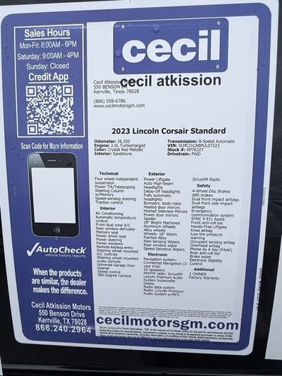 2023 Lincoln Corsair Standard
